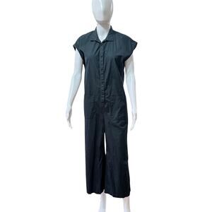 SBJ Austin Laura Jumpsuit Womens Size 2 Button Pockets Lagenlook Collared Blue